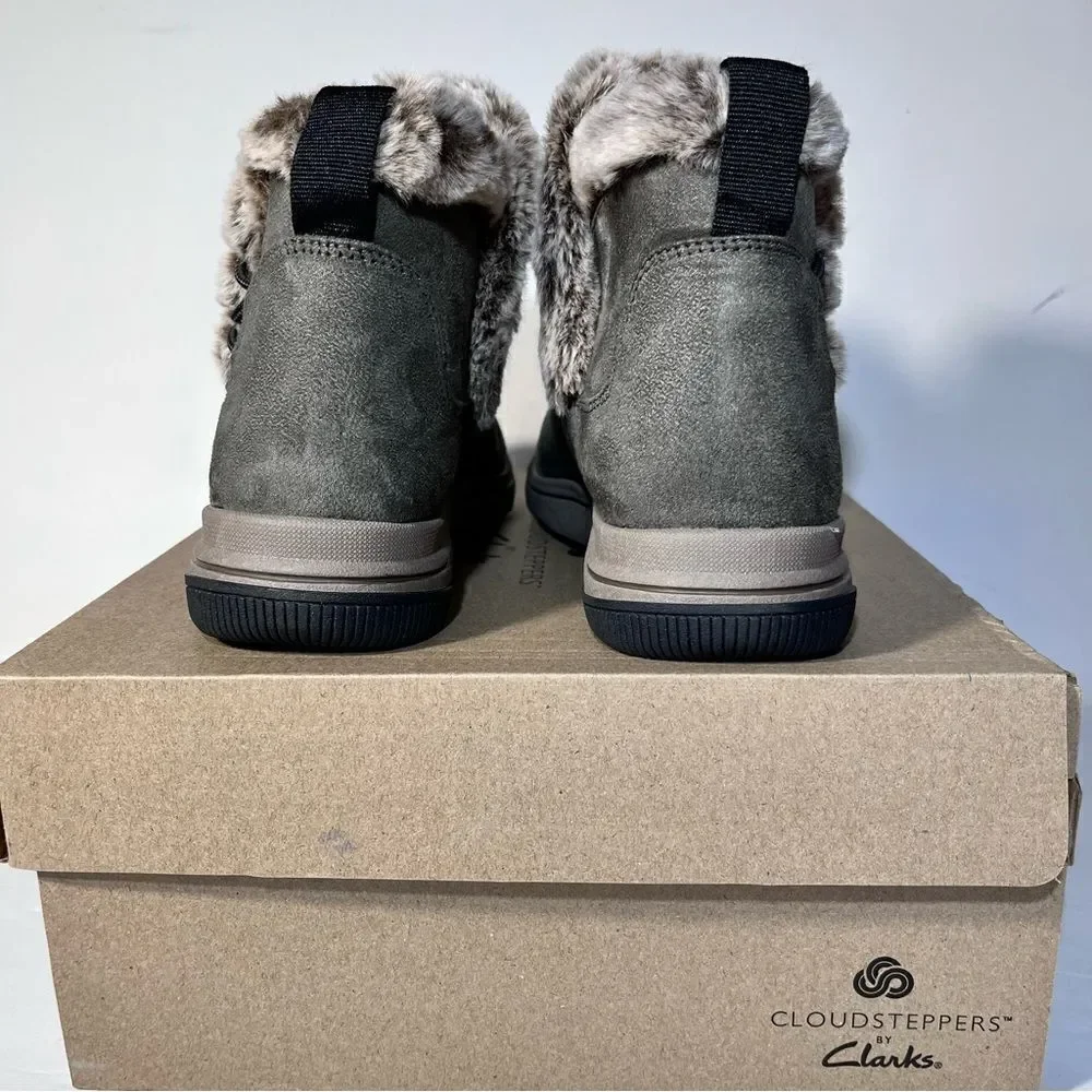 Clarks Cloudsteppers Breeze Fur Faux Fur Slip-On Boots